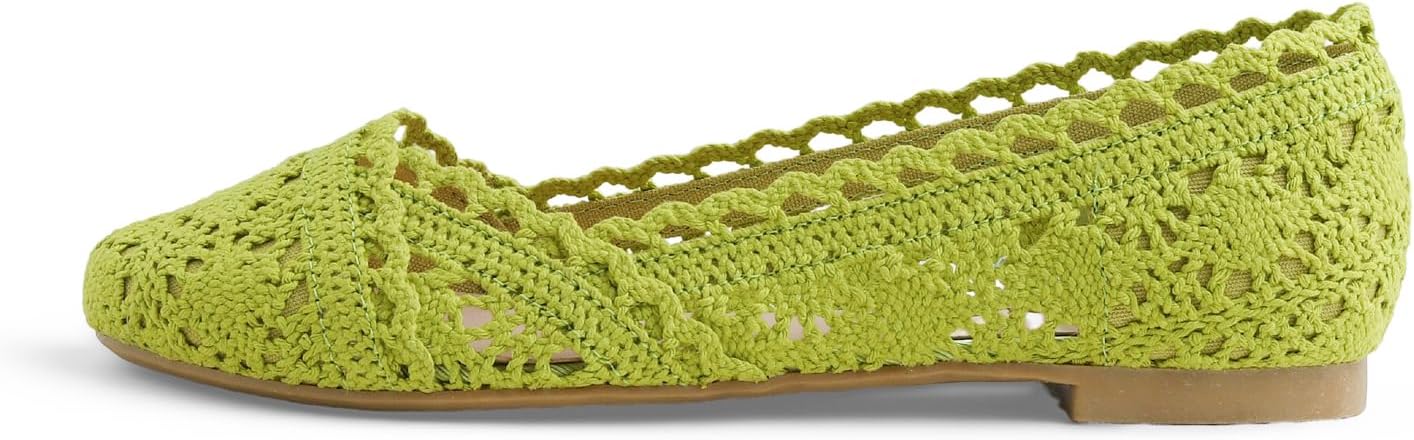 FEVERSOLE Women's Comfort Breathable Knit Crochet Shoes Lace Ballet Flats - Image 4