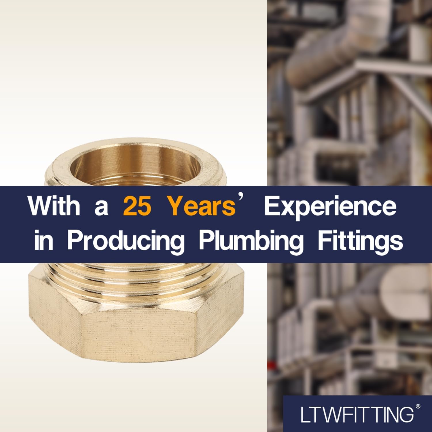 LTWFITTING No Lead Brass Hex Pipe Bushing Reducer Fittings 3/4" Male x 1/2" Female NPT (Pack of 5)