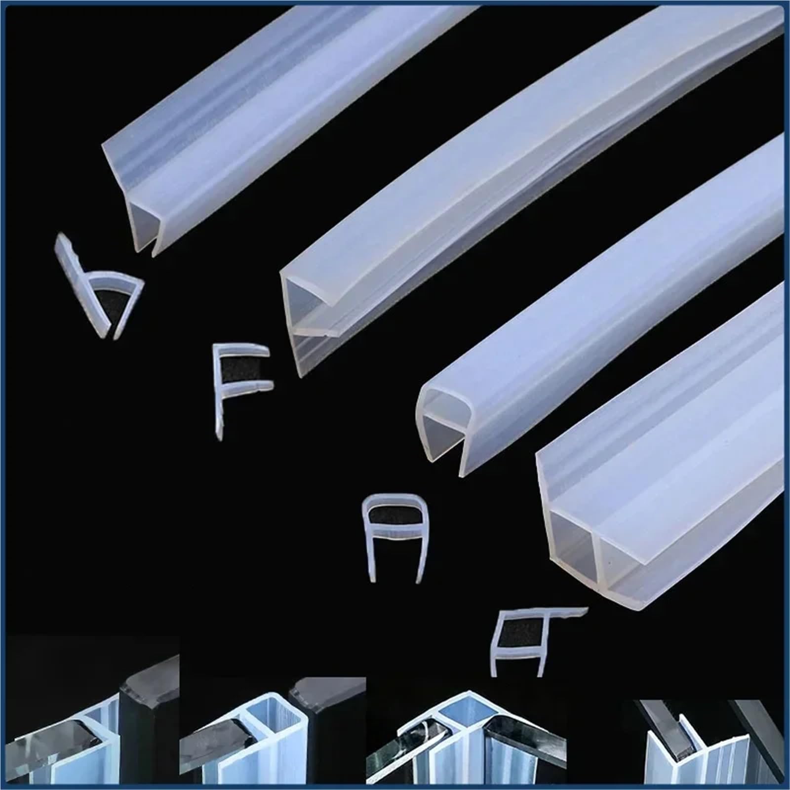 Cinta De Sellado Para Baño Transparente Tira De Sellado Silicona En Forma FH 1 A 3 Metros For Puerta Ducha, Vidrio, Resistente Al Viento(UD-10mm,3Meter)