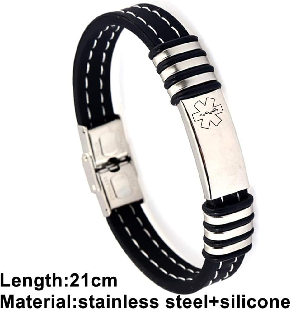 ForeverWill Personalized Men's Stainless Steel Silicone Medical Alert