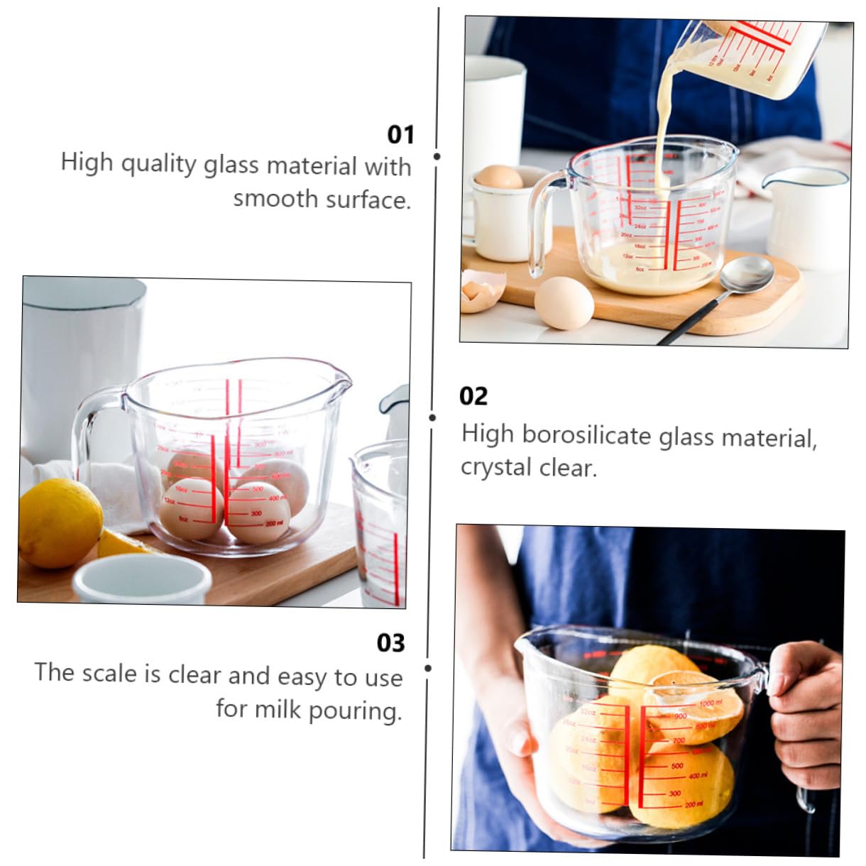 Messbecher aus Gehärtetem Glas mit Skala, 1 Stück, Rund