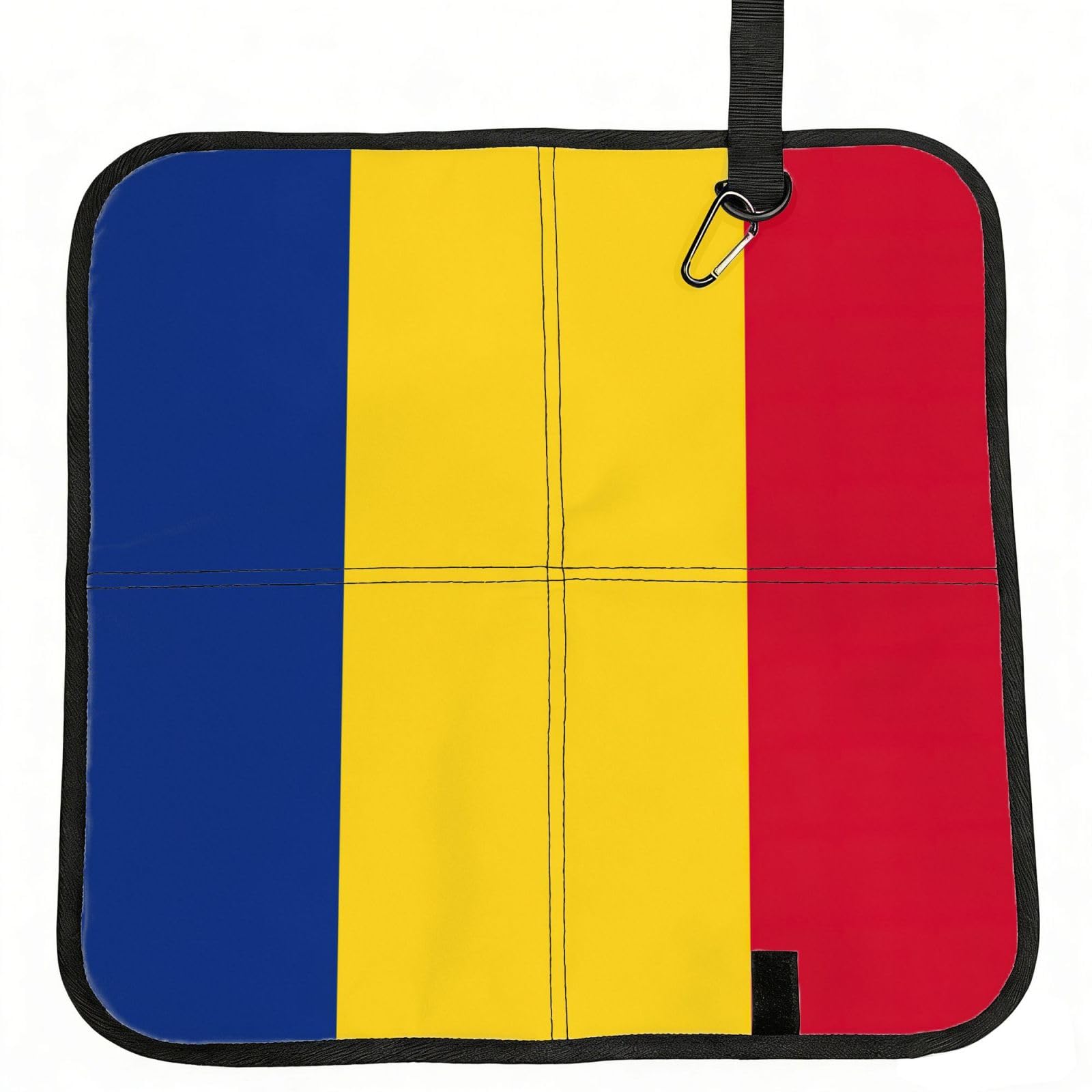 DIEzig Flag of Romania Printed Compact Foldable Sitting Pad Oxford Base, Portable Cushion for Fishing Sports Events