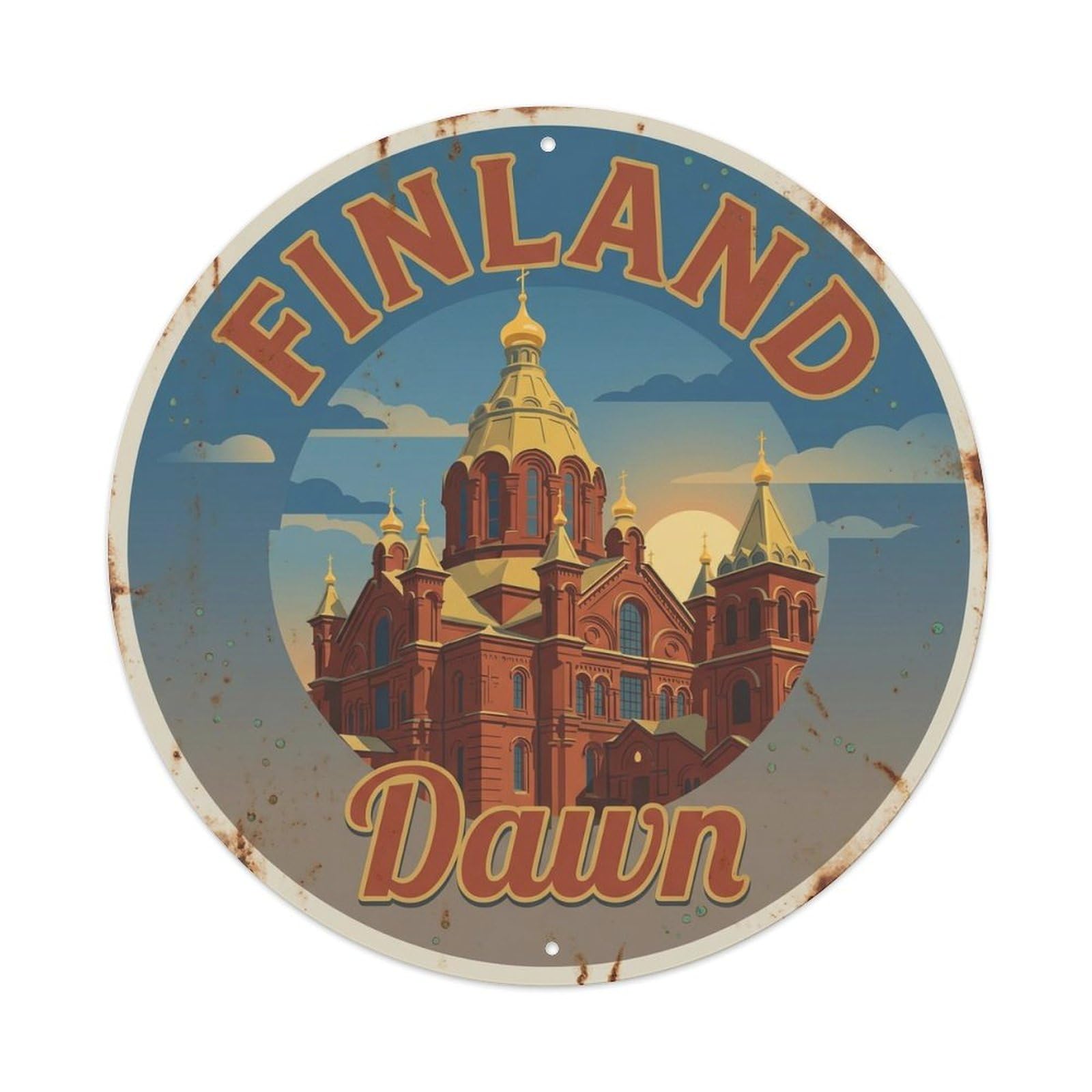 Vintage Travel Finland Illustrious Vintage Metal Tin Sign Plaque