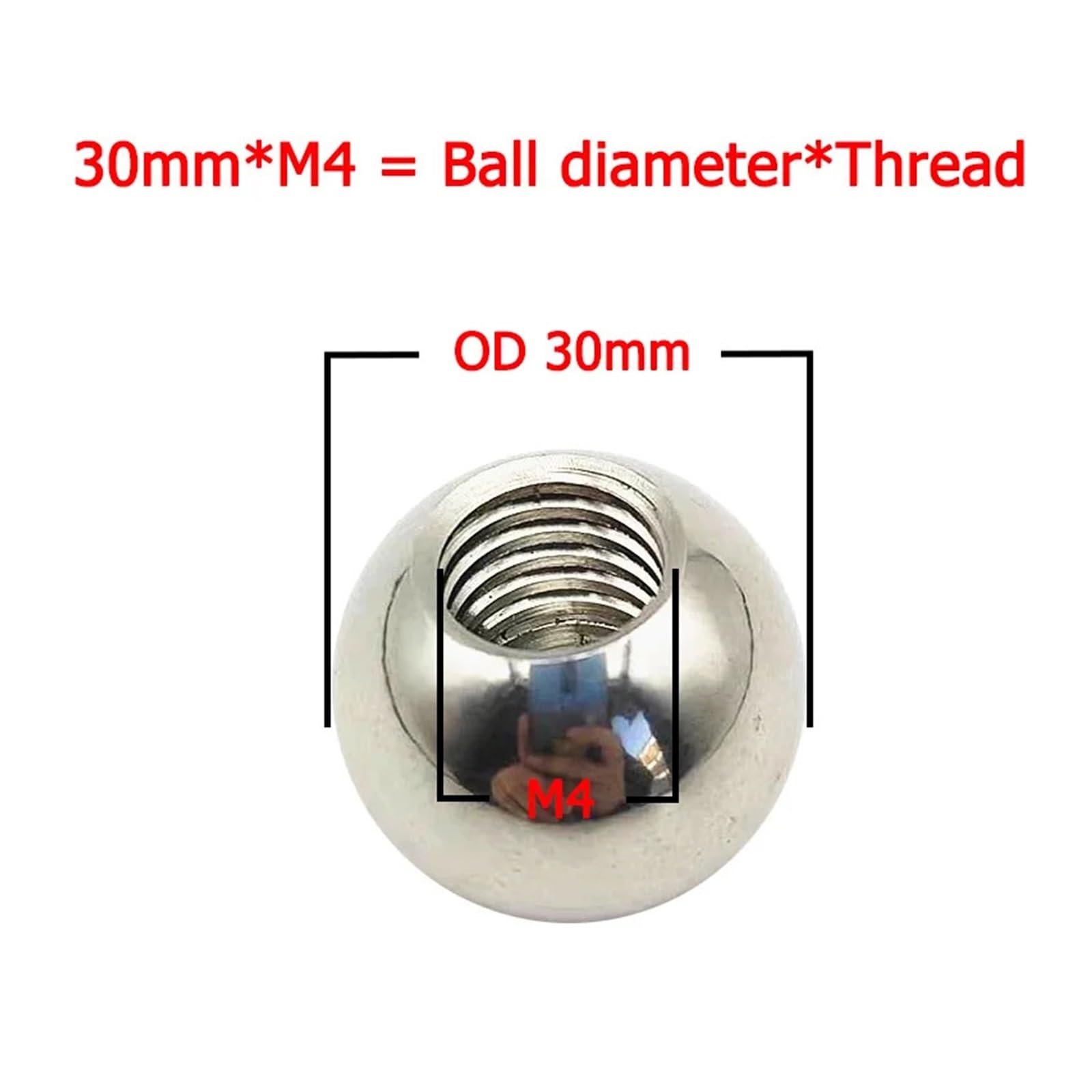 Filettatura metrica femmina M2 M2.5 M3 M4 M5 M6 M8 M10 OD 5-60mm sfere filettate a mezzo foro sfera di perforazione in acciaio inossidabile 304 foro cieco(OD 8mm,M2.5)