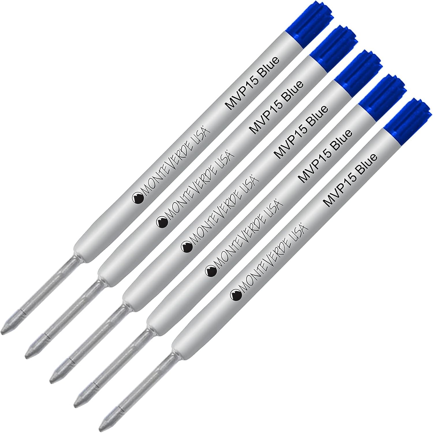 Lanier Combo Pack - 5 Pack - Monteverde® Soft Roll™ Super Broad Ballpoint P15 Paste Ink Refill Compatible with Most Parker® Style Ballpoint Pens - Blue (Super Broad Tip 1.4mm)