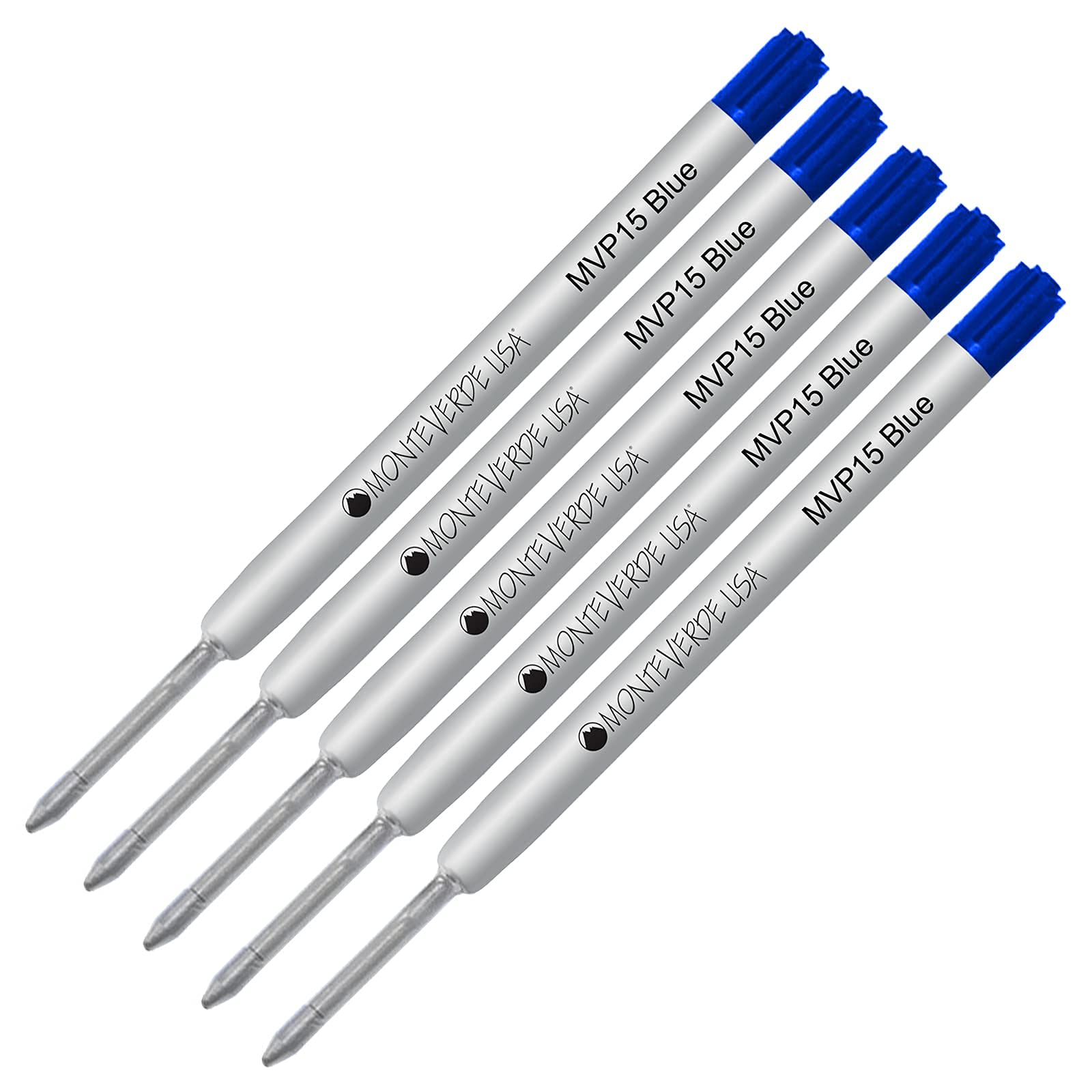 Lanier Pens Combo Pack - 5 Pack - Monteverde® Soft Roll™ Super Broad Ballpoint P15 Paste Ink Refill Compatible with Most Parker® Style Ballpoint - Blue (Super Broad Tip 1.4mm)
