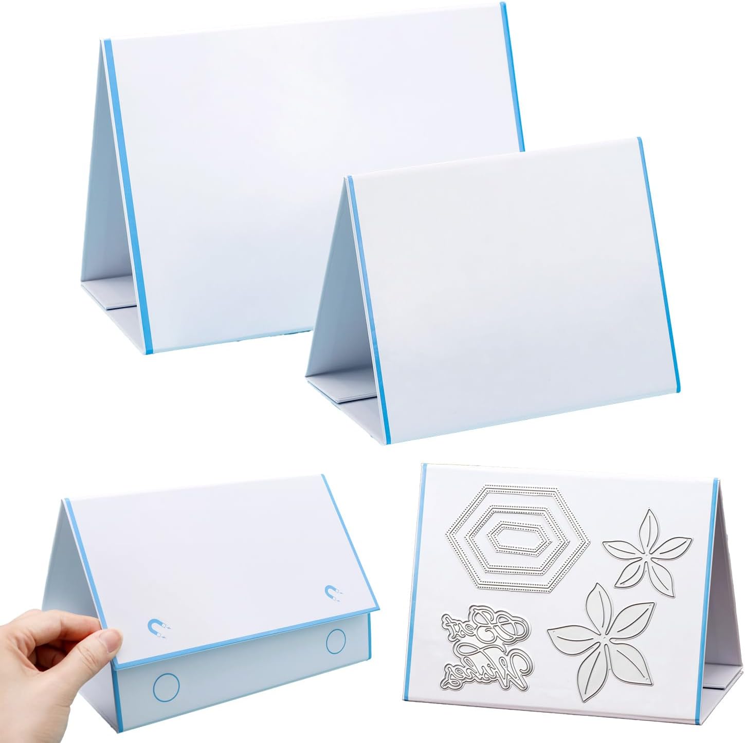 BAOFALI 2Pcs/Set Magnetic Die Storage Stand - Full Double-Sided Magnetic Surface-Foldable- Upright and Stand -for Handmade Die Cut Storage & Organization 8.3x11.8inch /6.5x8.3inch