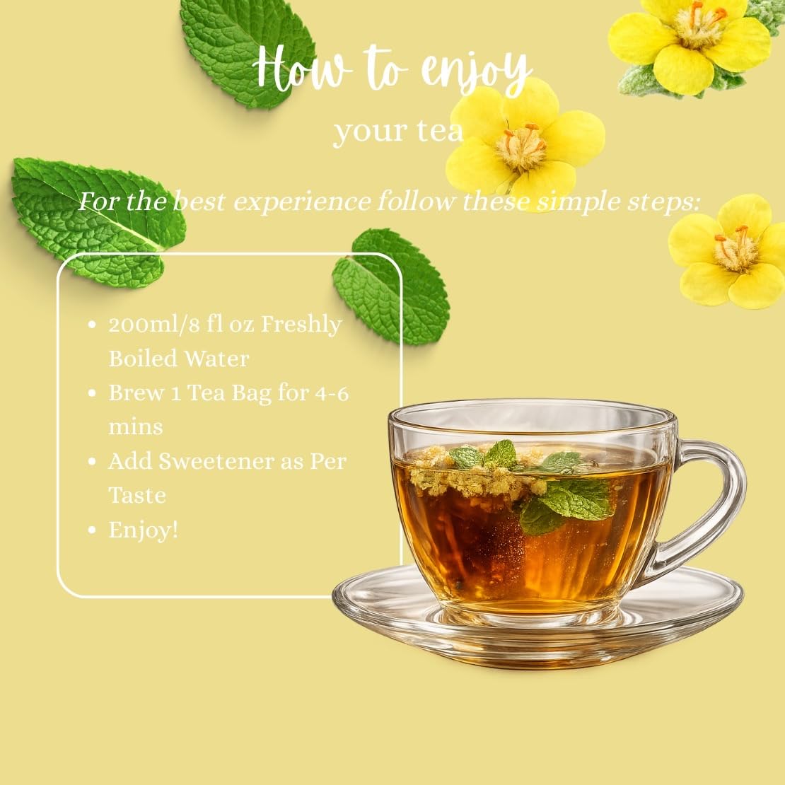 Healthy Healing Herbs Mint & Mullein Herbal Tea Bags –100 Count | Refreshing Mint Blend with Smooth Herbal Notes | Naturally Caffeine-Free Verbascum thapsus