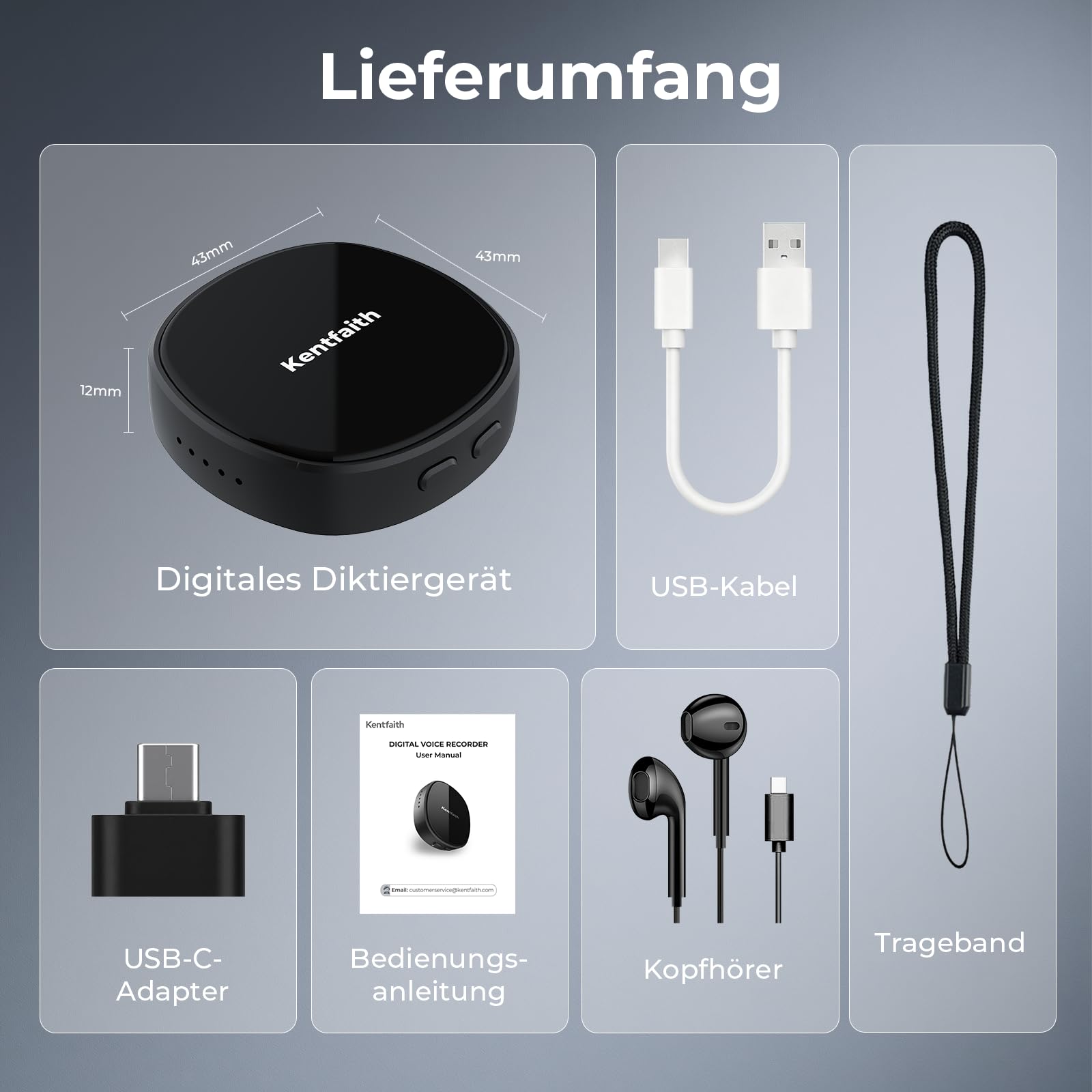 Kentfaith Mini Grabadora de Voz Magnética 128GB | Activación por Voz, Reducción de Ruido DSP, 25H de Batería, Grabadora Digital USB-C para Reuniones, Clases e Entrevista