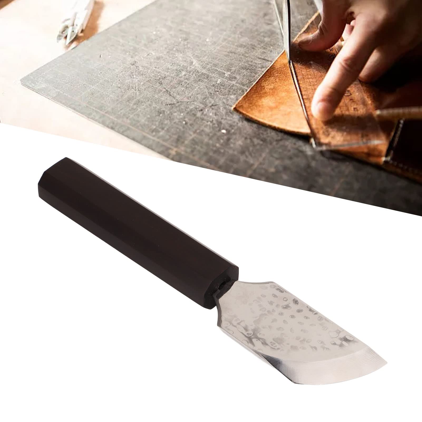 Cuchillo De Cuero, Cuchillo para Cortar Cuero, Cuchillo para Cortar Cuero con Mango De Madera, Cuchillo De Trabajo De Cuero para Manualidades De Cuero DIY