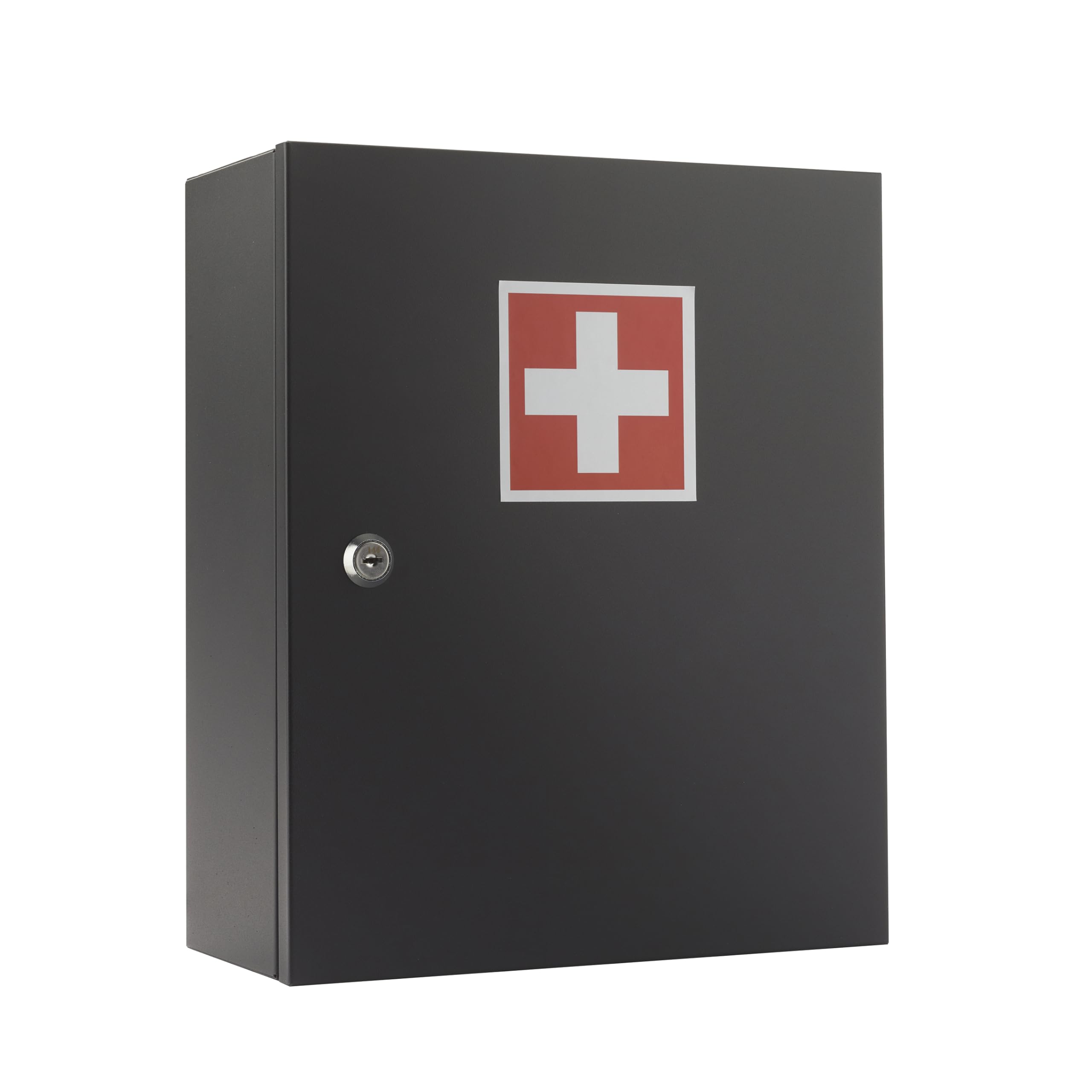 safes uk Medicab 1 Medical Cabinet Wall Mounted Metal Storage Cupboard For Bathroom Wall First Aid Medicine Child Proof Lockable White Secure Box Home or Office (Black)