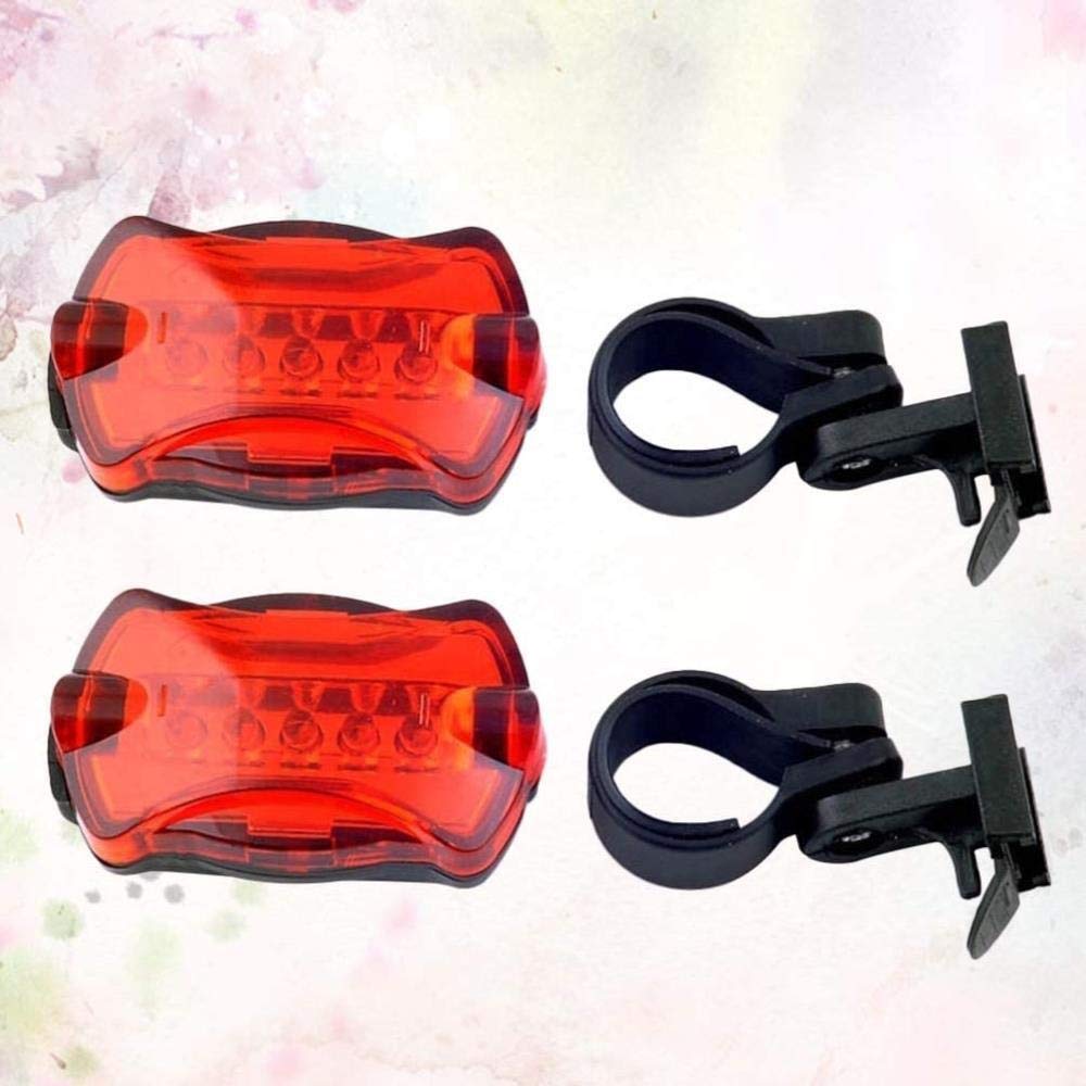 Solide 2 Stück Fahrrad Rücklicht Wasserdicht 5 LED Fahrrad Rücklichter Fahrrad Sicherheit Warnleuchte Bremslicht Blinker Licht für Radfahren (Rot) Langlebig