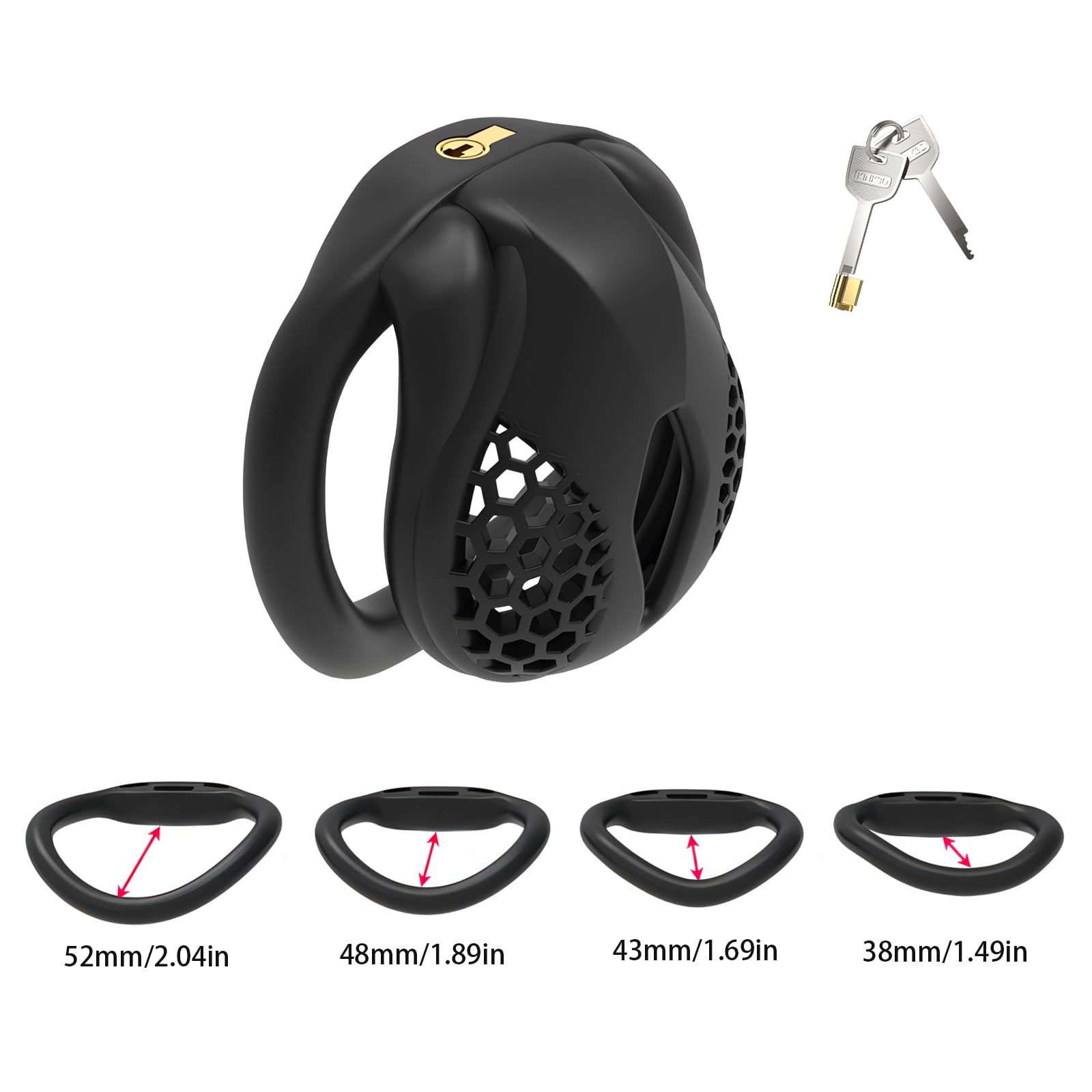Cage Chastetée pour Homme Cage de Chasteté Pénis avec 4 Anneaux de Tailles Différentes Ceintures de Chasteté avec Serrure Invisible pour le Bondage du Pénis Sex Toys Chastity Cage (Micro,Black)