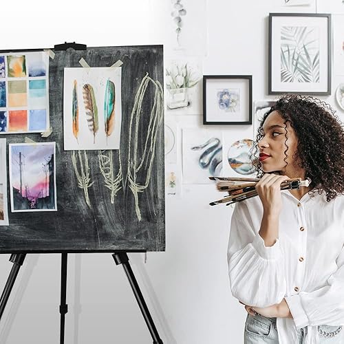 Miniatura 3 de RRFTOK - Soporte de caballete de material de metal trípode ajustable para pintar lienzos de altura de 17 a 66 pulgadas bolsa de transporte para mesa