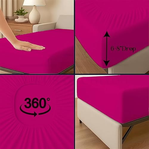 Miniatura 194 de Juego de 4 piezas para sofá cama, 100% algodón de 400 hilos, sábana bajera con bolsillos profundos, suave, sin arrugas y transpirable, calidad