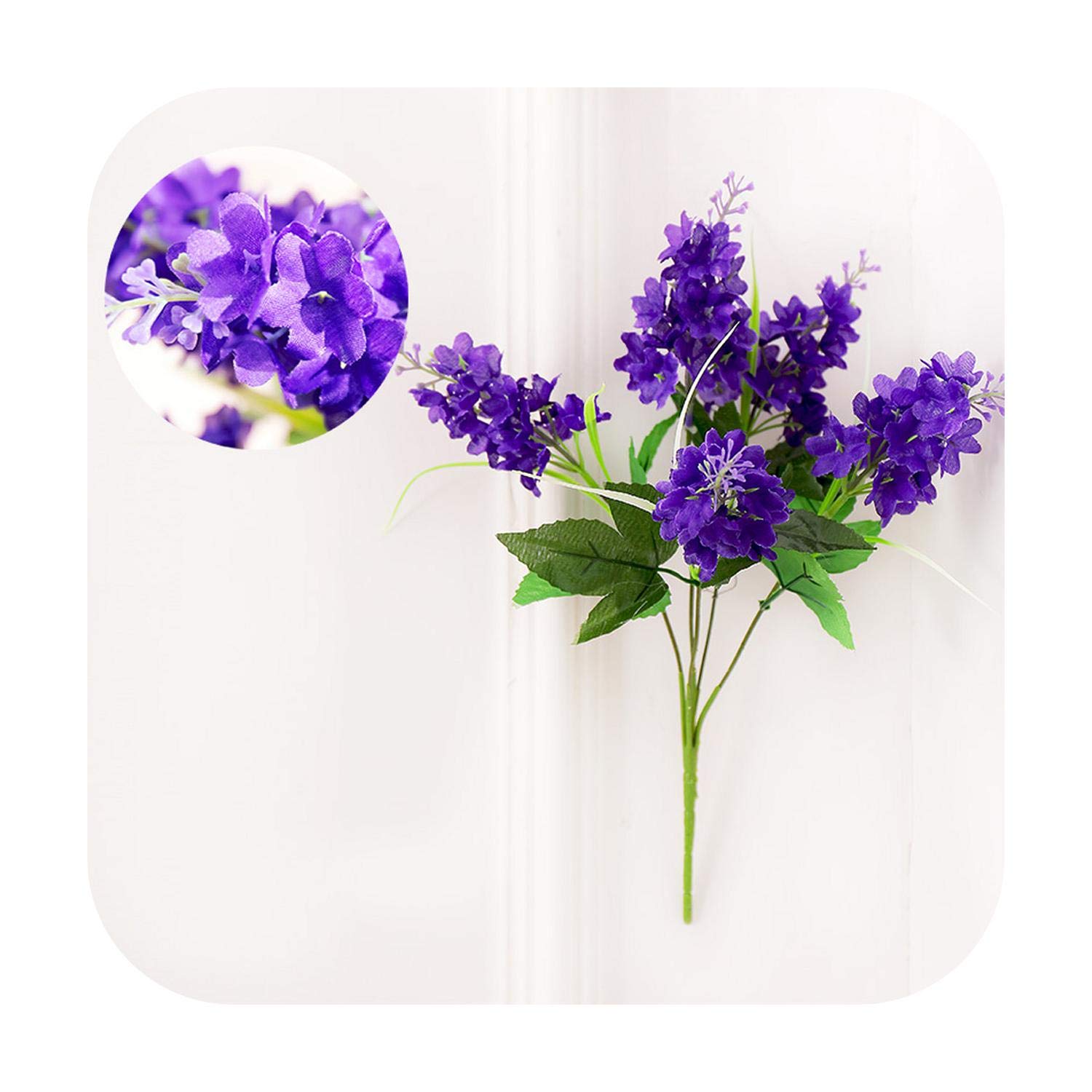 Amazon 5フォーク ブランチプロヴァンス人工花紫フェイクラベンダーブライダルブーケグリーンシルク葉ホームパーティー結婚式の装飾 No 3 造花 オンライン通販