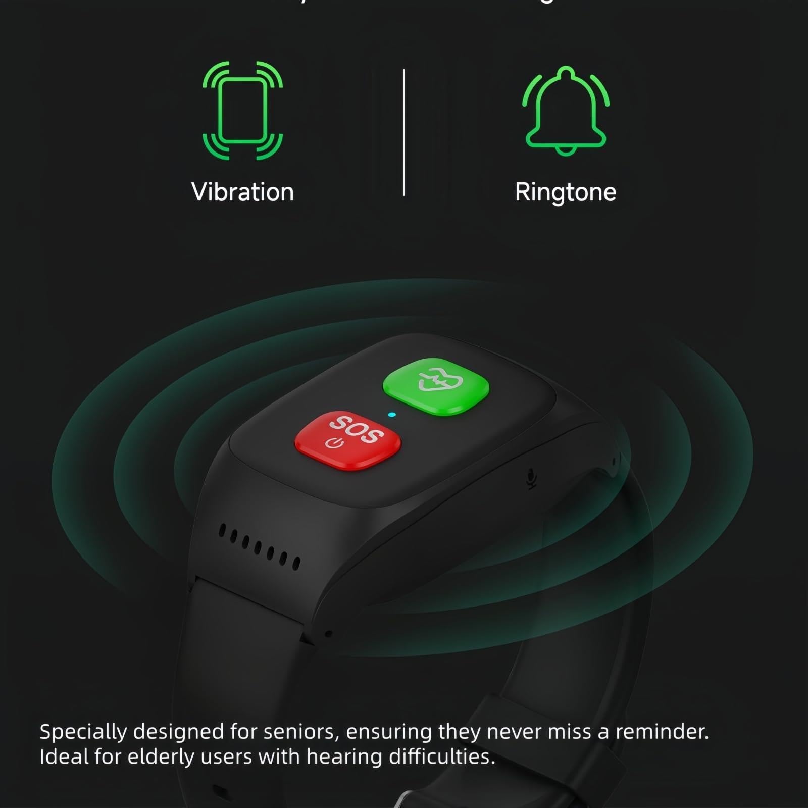 X&Z-XAOY Montre Connectée De Sécurité Bracelet avec Alerte De Chute Montre D'appel d'urgence en Un Clic pour Seniors Et Personnes Âgées