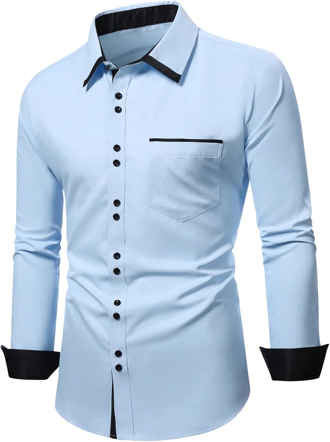 OYOANGLE Men's Long Sleeve Button Down Shirts Color Block Business Work Casual Shirt Top - Image 5