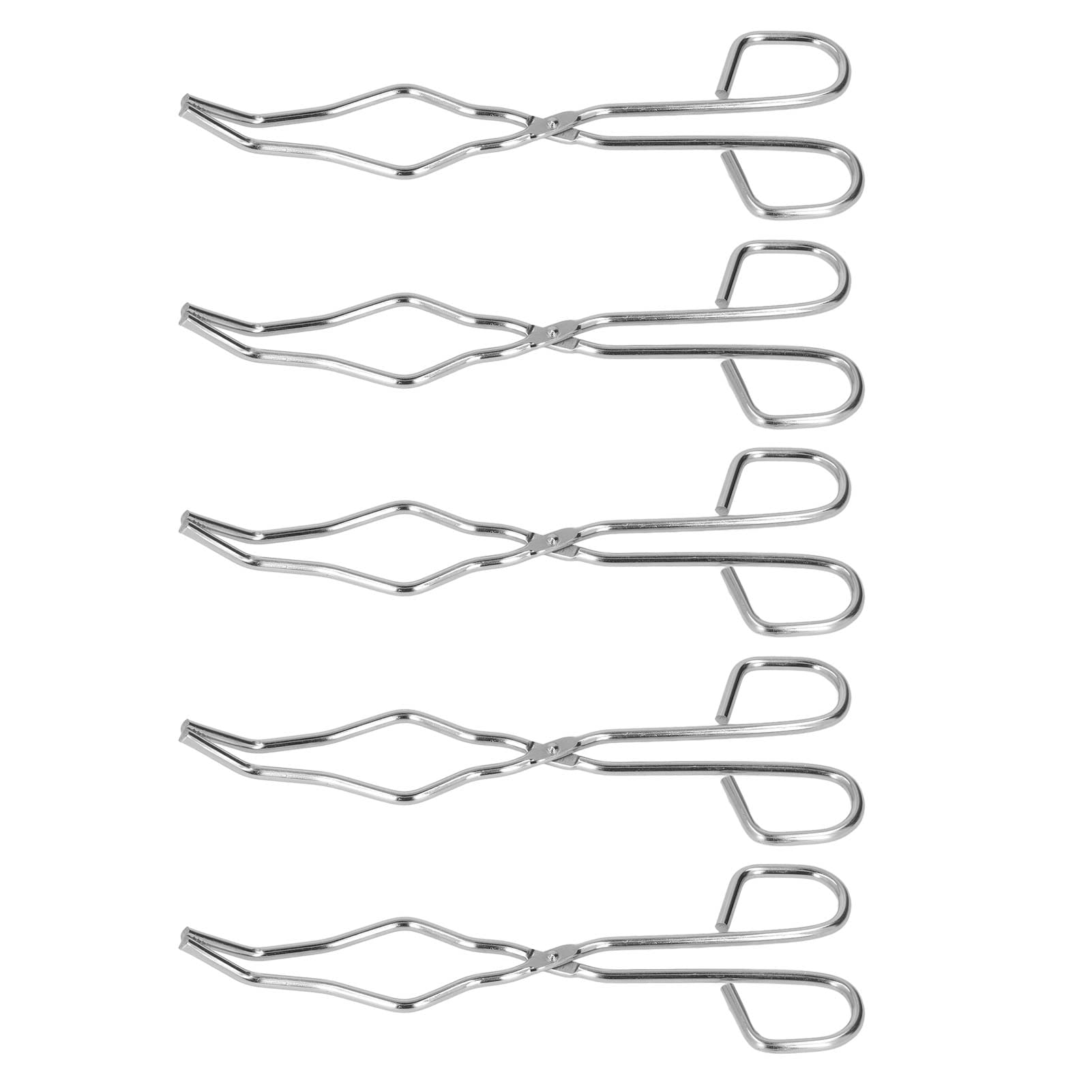 Pinze in acciaio inossidabile da 5 pollici per crogioli, grigie, ideali per muffole, forni e laboratori industriali.