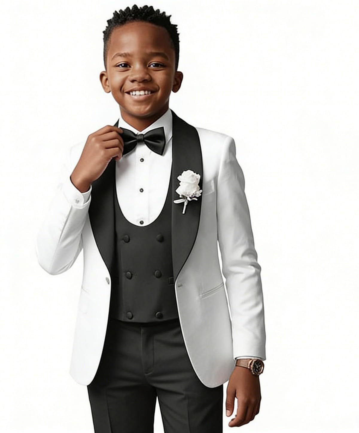 Traje ajustado para niños, chaqueta de esmoquin formal de 3 piezas para niños, chaqueta de esmoquin, chaleco, pantalones, traje de fiesta