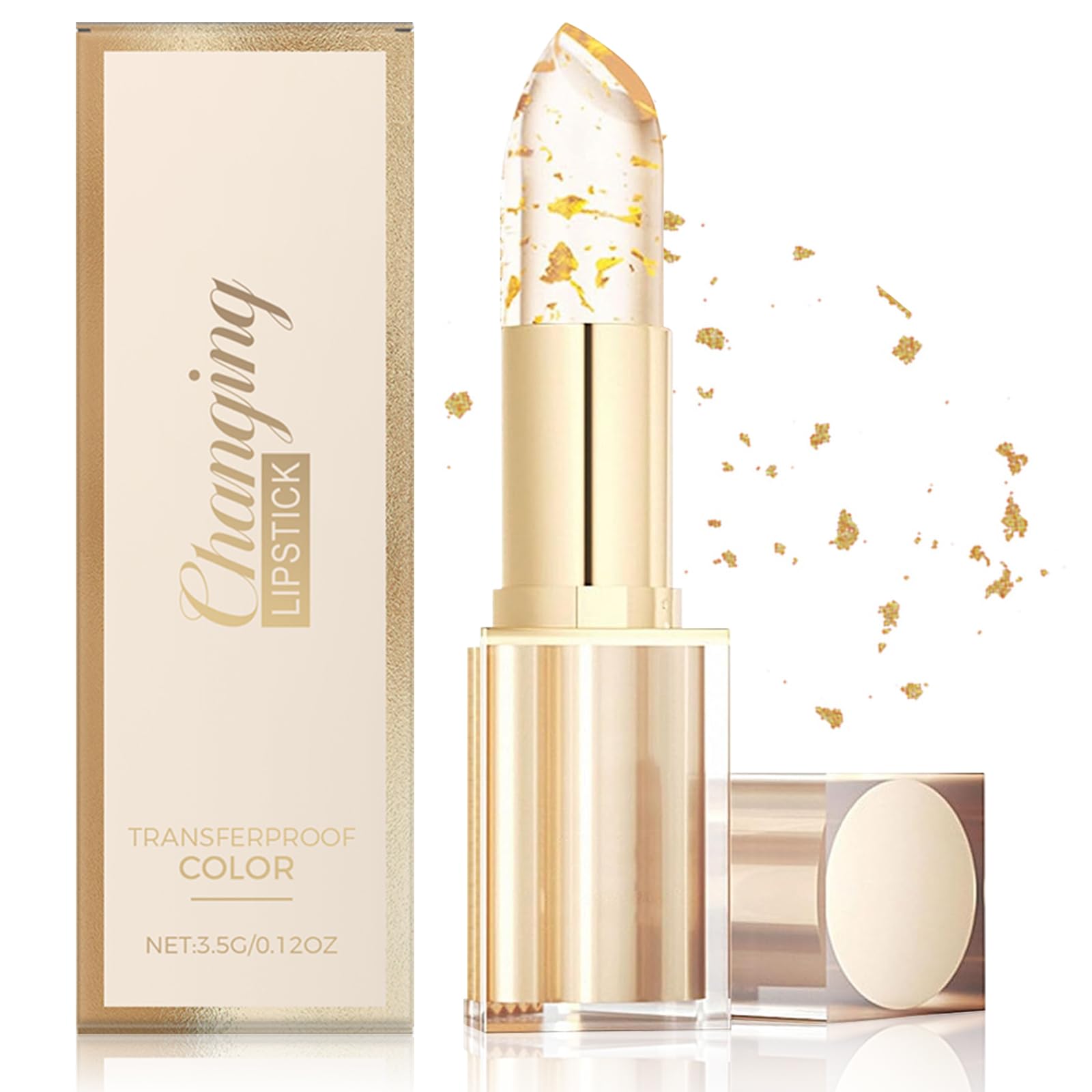 Transferproof Color Changing Lipstick with Gold Foil