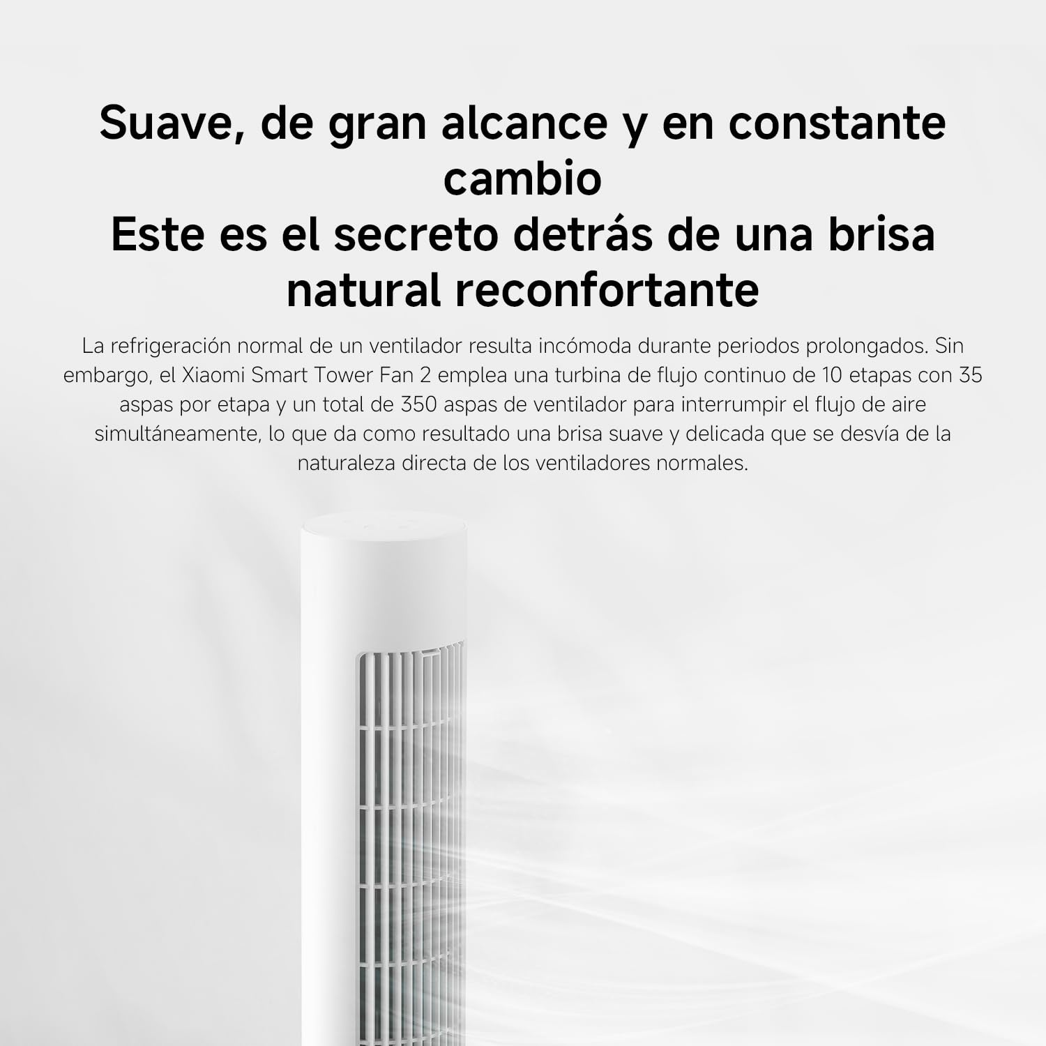 XIAOMI Tower Fan 2, Refrigeración Silenciosa, Control Inteligente | Potente ventilador de torre con modo sueno, control smart de 100 velocidades y bajo consumo para dormitorio, salon u oficina.
