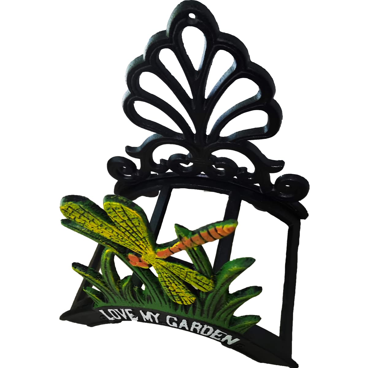 Soporte decorativo para manguera de jardín, colgador de manguera, soportes de tubería de agua de hierro fundido resistente, mayordomo de manguera montado en la pared, carrete de estante de manguera