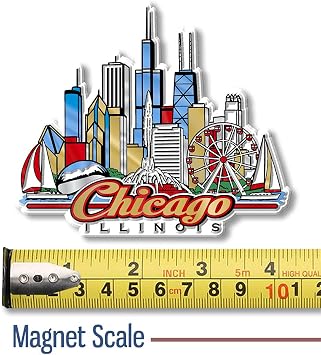 Chicago City Magnet by Classic Magnets, 3D Rubber Vintage-Style Collectible Souvenirs and Gifts Made in the USA, 4.1 x 3.5