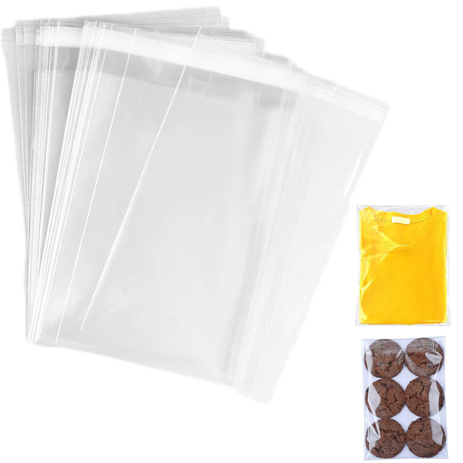 Buste trasparenti autoadesive formato A4, confezione da 100 pezzi, 22 x 35 cm, in cellophane A4, per biscotti, buste trasparenti, sacchetti sigillabili per vestiti, biglietti, immagini, dolci