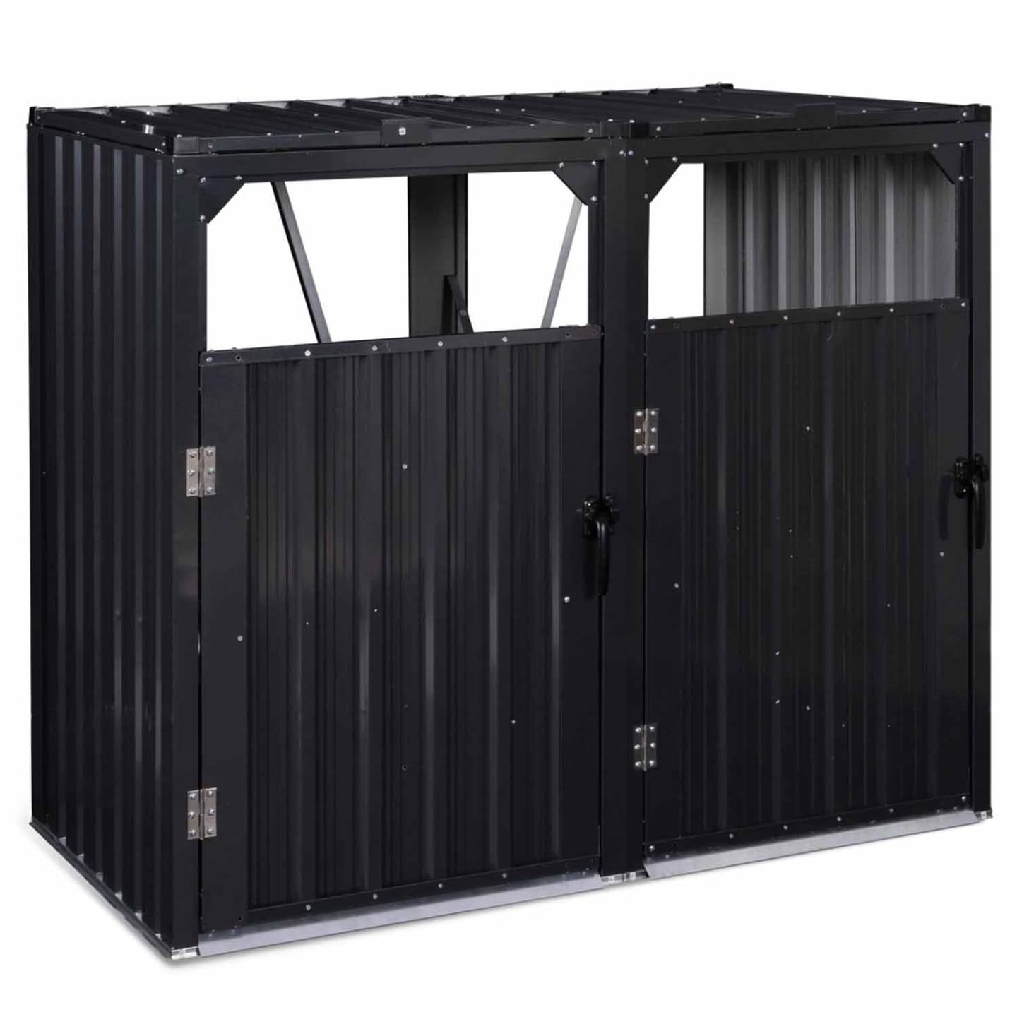 IDMarket - Cache Poubelle Double en Acier Gris Anthracite
