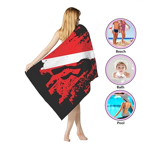 Miniatura 5 de XEMznz Toalla de playa de microfibra con bandera roja, de secado rápido, súper absorbente, de gran tamaño, para viajes, piscina, baño, campamento,