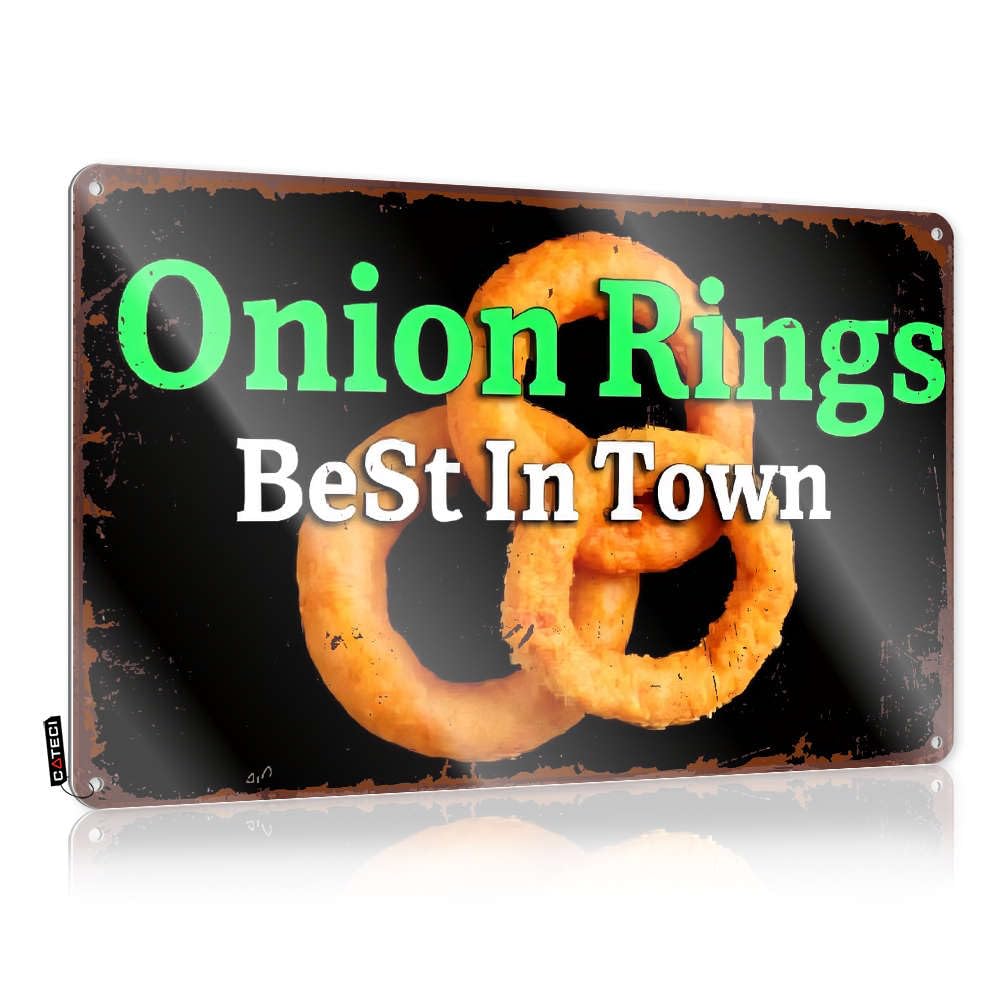 Warning Tin Sign Onion Rings Best In Town Tin Sign Funny Kitchen Decor Signs For Bedroom Door(20X30CM)