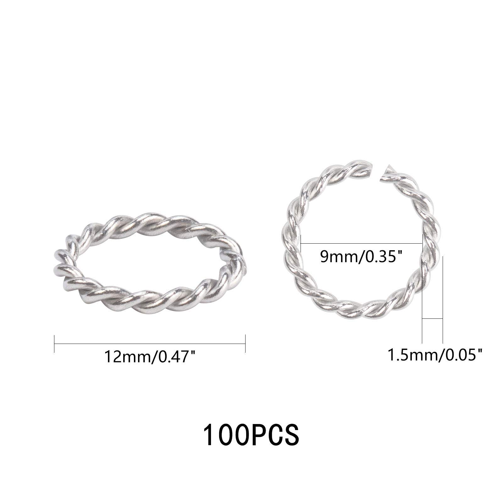 PandaHall Elite - Lot de 800 anneaux ouverts en laiton de 6 tailles et 2 couleurs, 4/5/6/7/8/10 mm, connecteurs de bijoux de 18 jauge avec 1 anneau ouvert pour la fabrication de