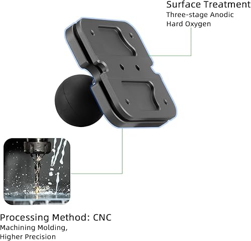 Miniatura 7 de FANAUE Soporte de teléfono de aluminio con adaptador de cabeza esférica de 1" compatible con soportes RAM Tamaño B Brazo de doble zócalo (SA-01)