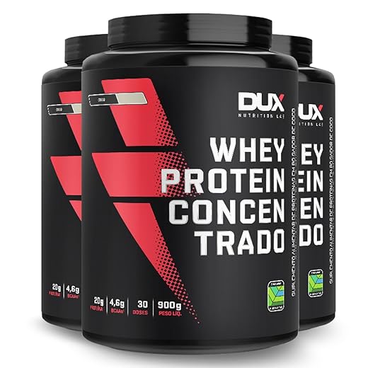 Kit 3 Whey Protein Concentrado Dux Coco 900g