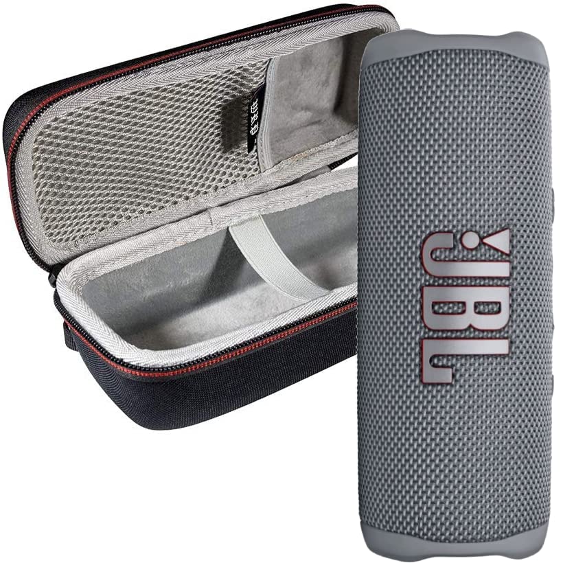 JBL FLIP 6 Portable Speaker IPX7 Waterproof On-The-Go Bundle with WRP Deluxe Hardshell Case (Grey)