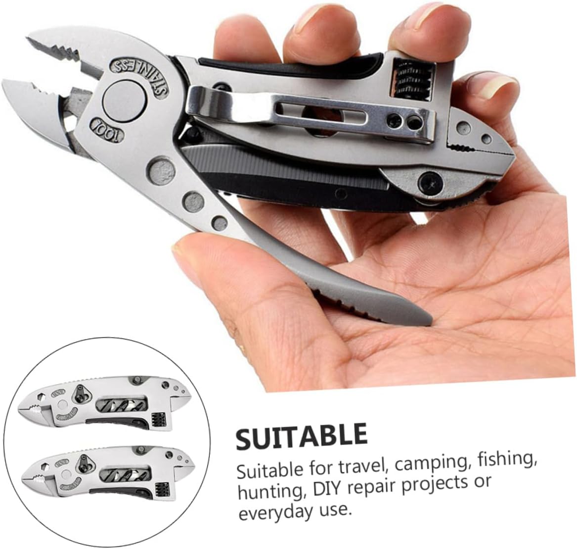 LALAFINA 2Pcs Outdoor Multi Tool Pliers with Lock Position Multi Purpose Wrenches for Camping Fishing DIY Repair and Travel Convenience