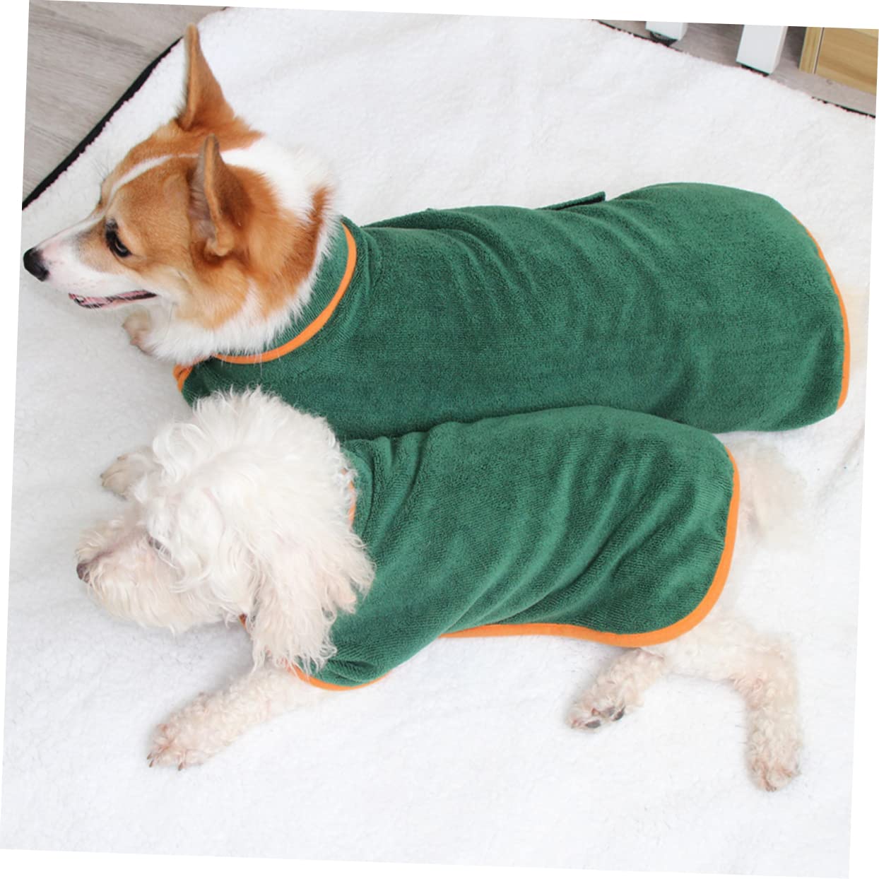 Kisangel 2 Pièces Peignoir Chat Serviette de Bain en Microfibre pour Chien Serviettes pour Chien pour sécher Les Chiens Peignoir pour Animaux de Compagnie Peignoir Chien Green