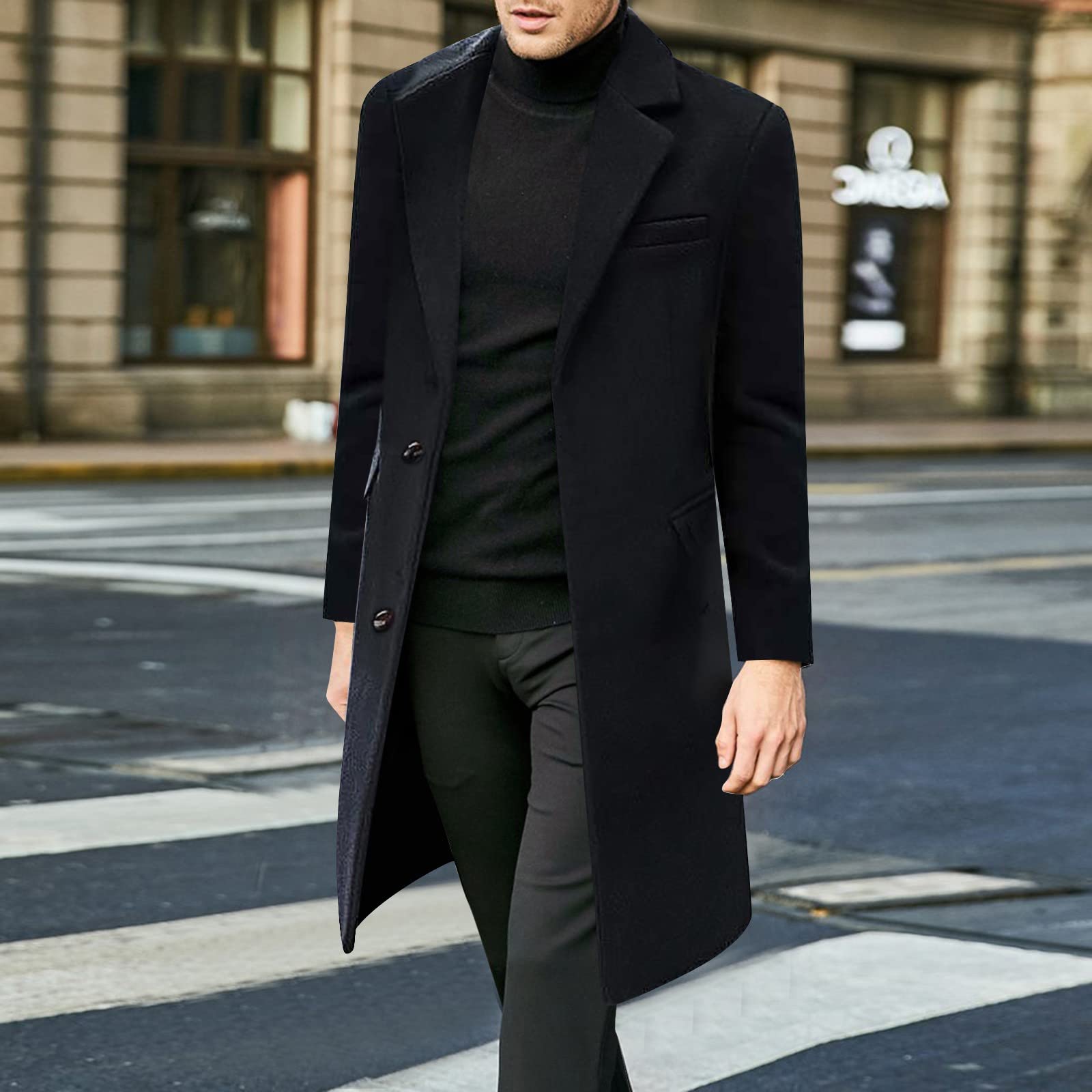 Fulidngzg Cappotto Uomo Invernale Lungo In Lana Cotone Con Colletto E Bottoni Giacca Primaverile Elegante Vento Caldo Trench Casual Leggero Mezza Stagione Per Lavoro