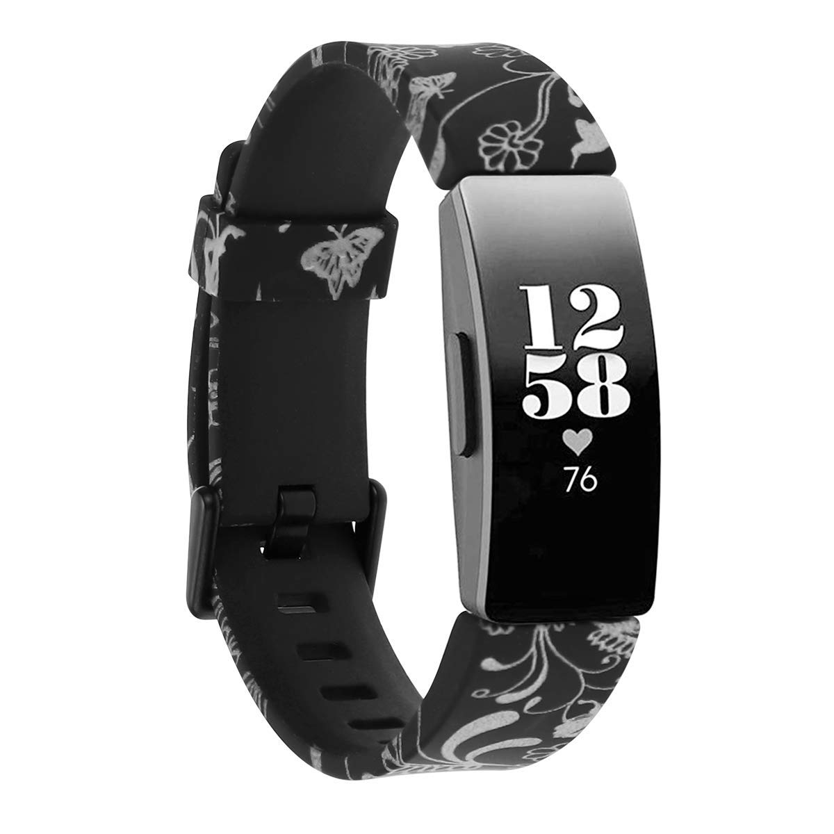 honecumi Floral Pattern Bands for Fitbit Inspire/Inspire HR/Ace 2 Fadeless Pattern Printed Watch Band Strap Replacement Wristband Accessory for Inspire HR and Ace 2 Women Men Small Large