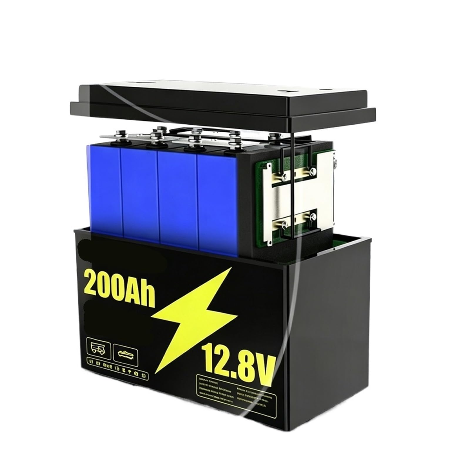12V 200Ah con placa de circuito 100A for remolque viaje marino RV | Unidad de almacenamiento portátil con recuento de ciclos prolongados(12V LiFePO4 120Ah)