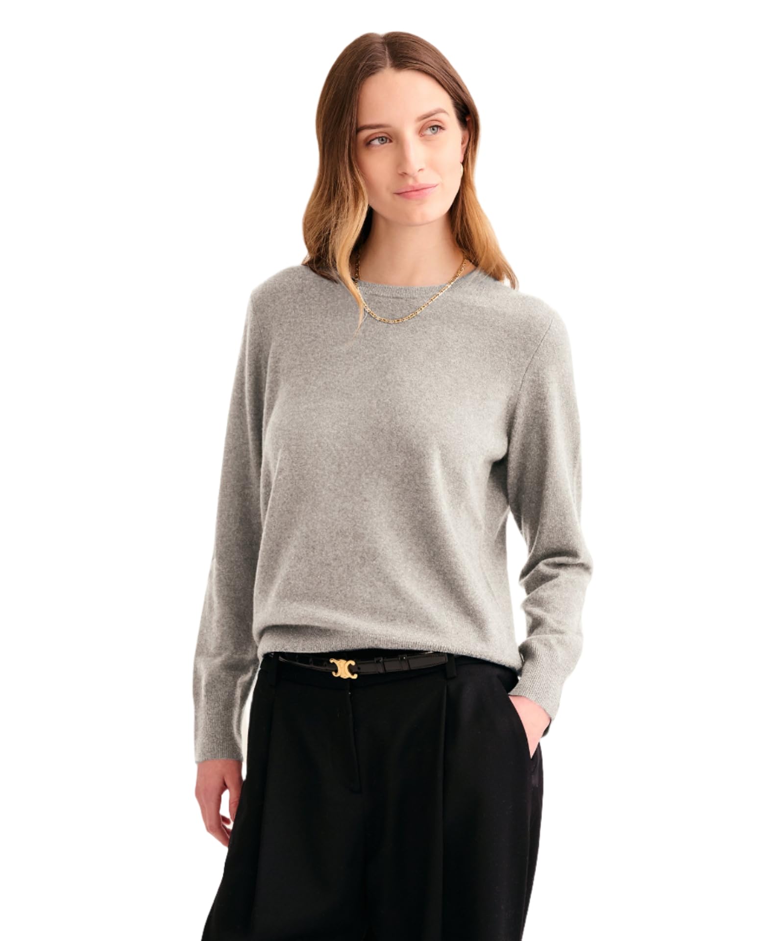 NAADAM Women's The Original Cashmere Crewneck Sweater, Cement, XS