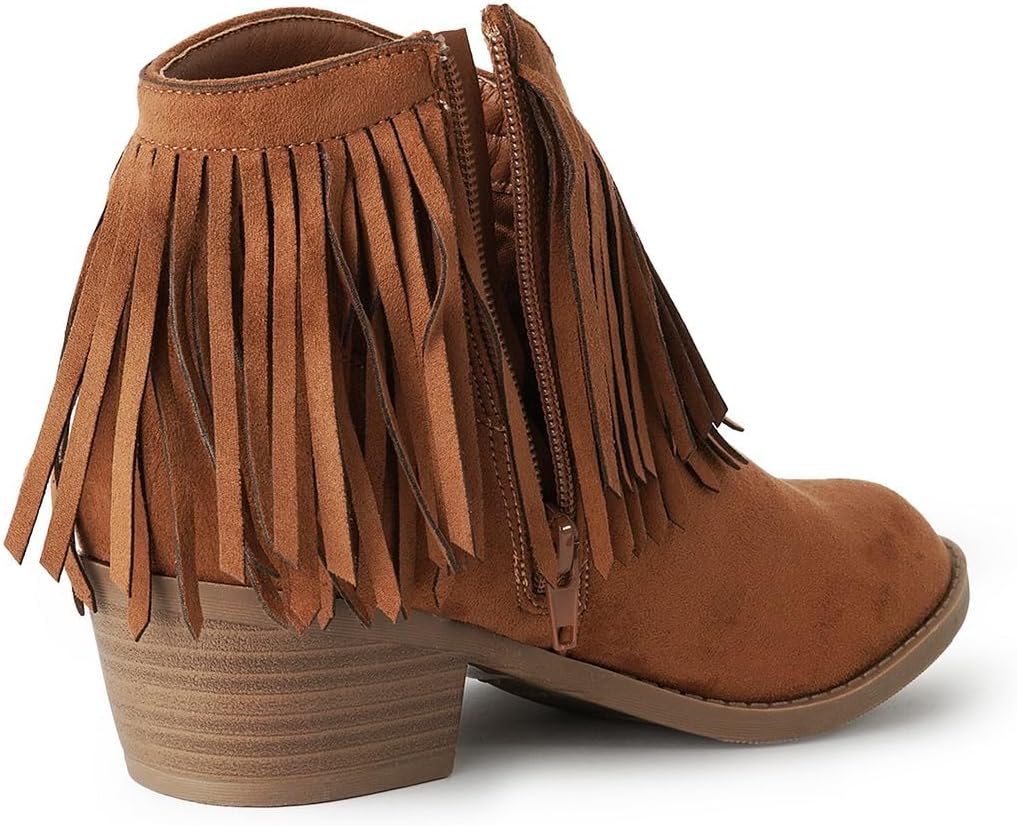 J. Adams Marrow Ankle Boot - Western Fringe Cowboy Low Heel Bootie - Picture 27 of 36
