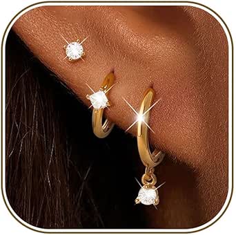 ZNBOH 3 Paar Ohrringe Gold Set F r Damen M dchen 18K Vergoldet Klein znboh-3-paar-ohrringe-gold-set-f-r-damen-m-dchen-18k-vergoldet-klein