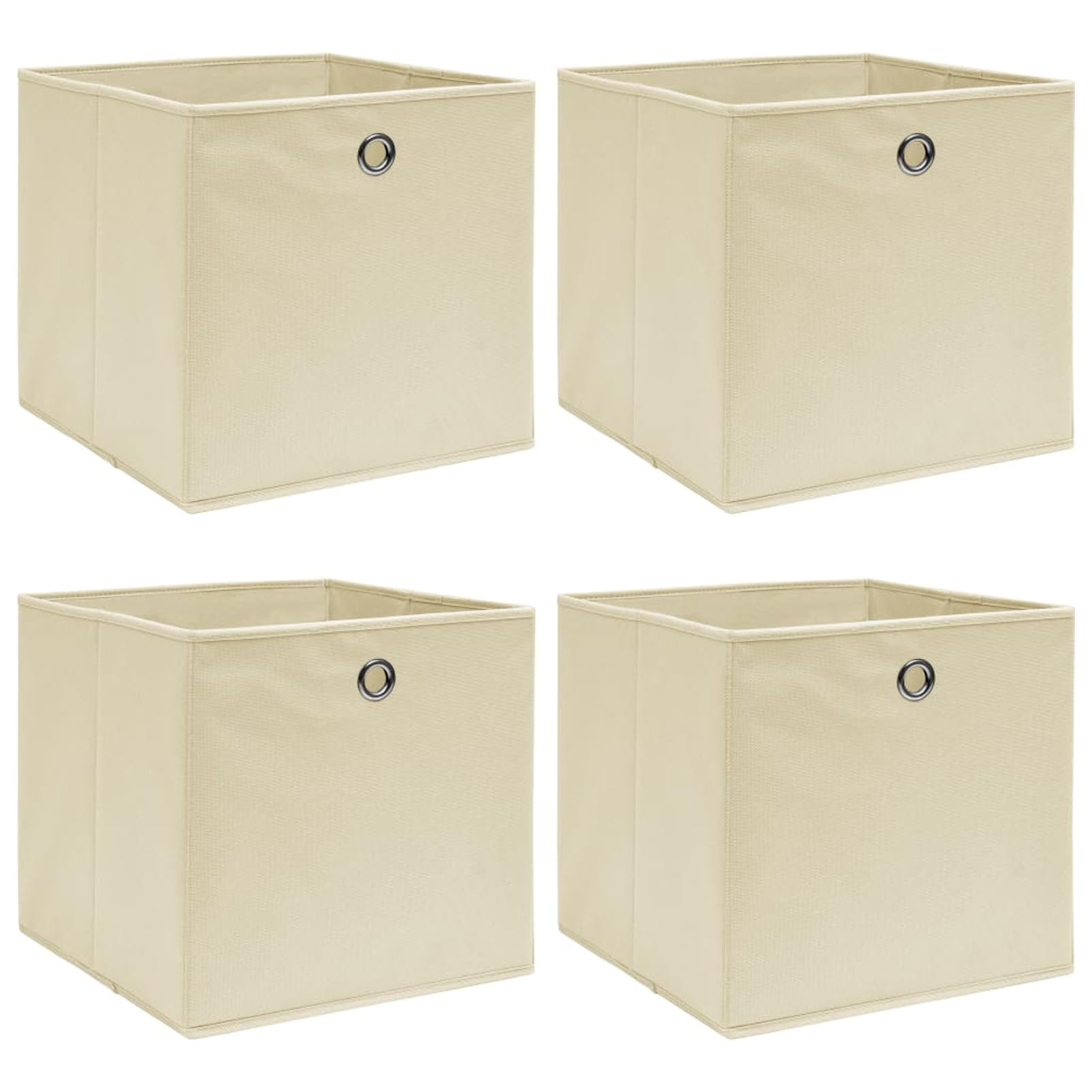 Homgoday Scatole portaoggetti 4 pezzi, crema, 32 x 32 x 32 cm, in tessuto, scatola portaoggetti organizer per camera da letto, soggiorno, bagno, sotto letto, guardaroba, casa
