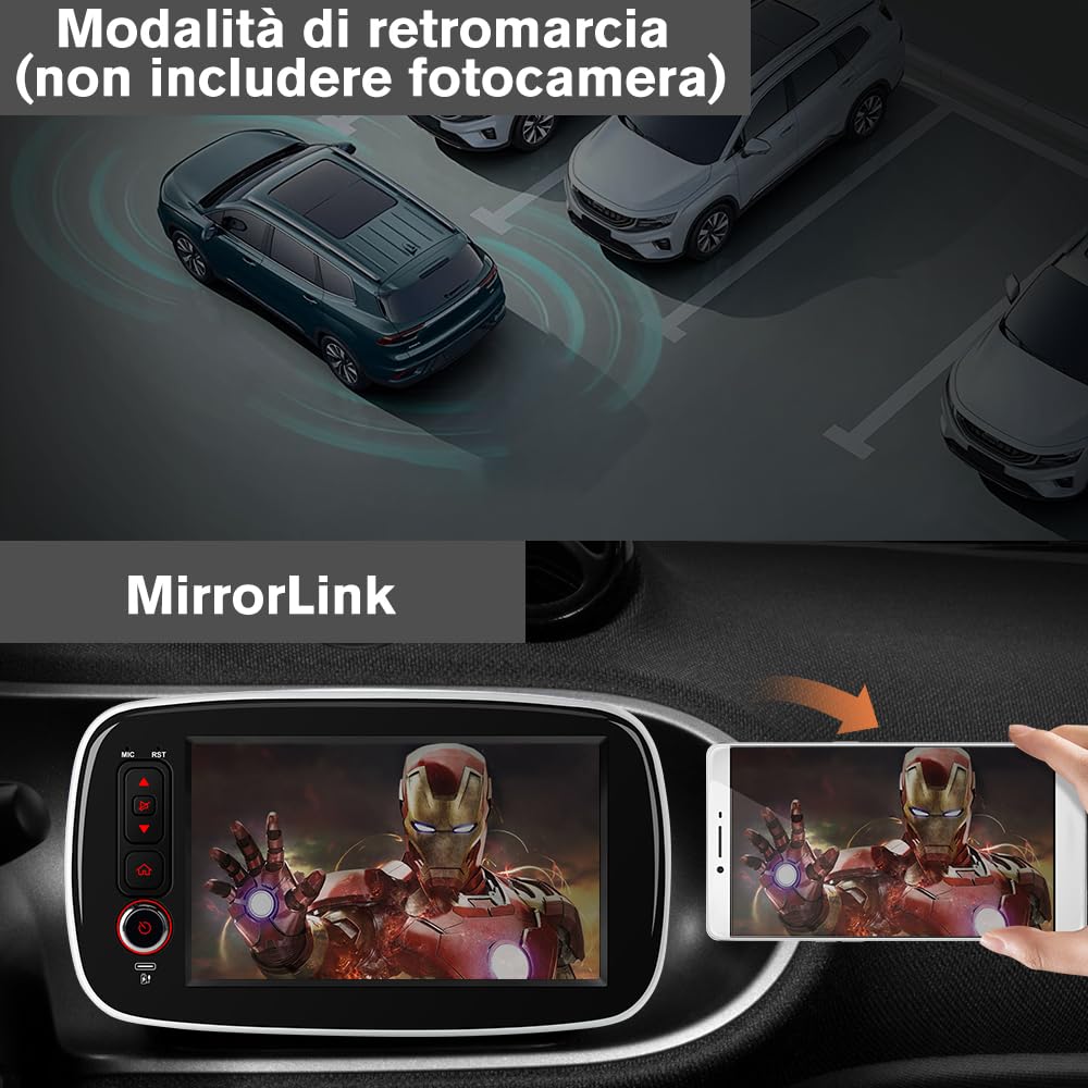 Android 15 Autoradio CarPlay Android Auto per Mercedes Benz Smart 453 Fortwo 2014-2020, 8 Pollici Car Radio con Bluetooth FM RDS Comandi al volante