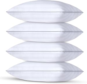 Oreillers pour dormir 4 pièces taille standard - Oreillers de qualité hôtelière avec fibre moelleuse premium - Oreillers en gel doux pour dormeurs sur le ventre, le dos et le côté