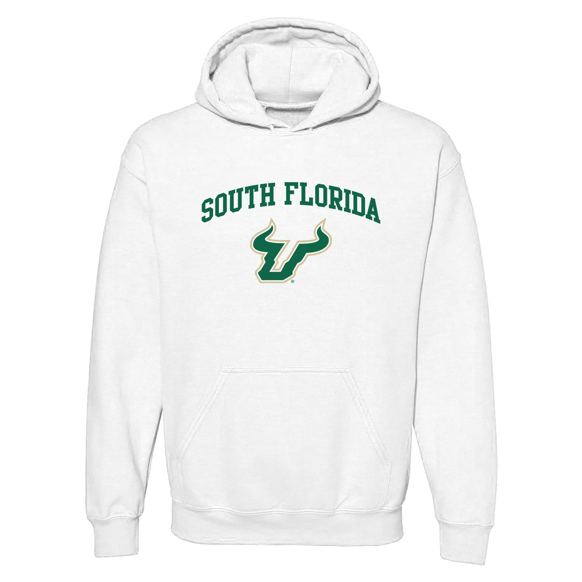UGP Campus Apparel NCAA Officially licensed College - University Team Color Arch Logo Hoodie, South Florida Bulls White, XXL