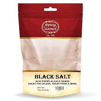 Spicy World Black Salt Powder Kala Namak Mineral 7 Oz - Vegan, Pure, Unrefined, Non-GMO & Natural - Perfect for Tofu Scramble, Egg Taste