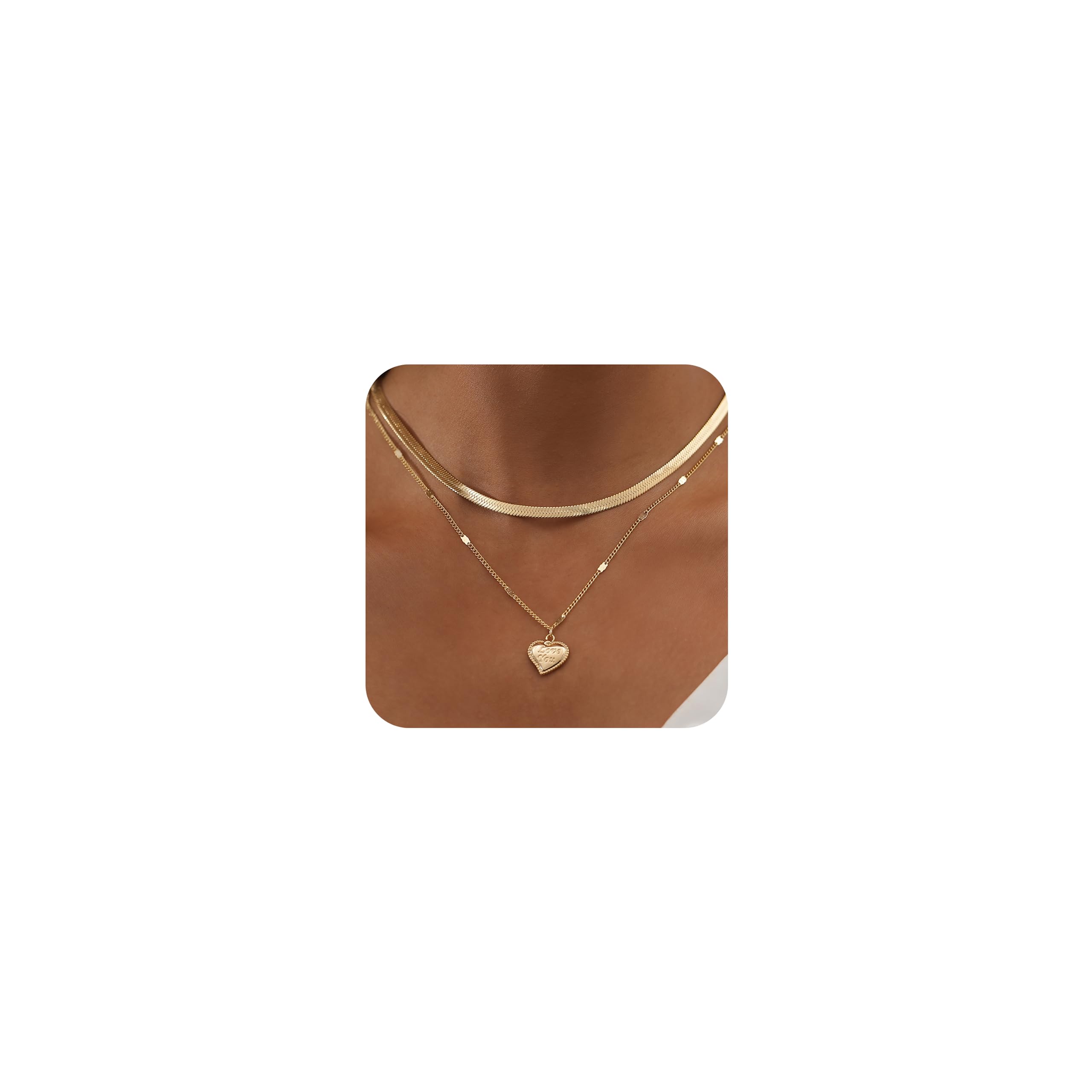 WFYOU Gold Heart Necklace for Women Dainty Tiny 14k Gold Filled Heart Pendant Choker Necklaces Small Gold Love Open Heart Chain Necklace for Women Cute Minimalist Jewelry Gold Necklace Gifts for Her